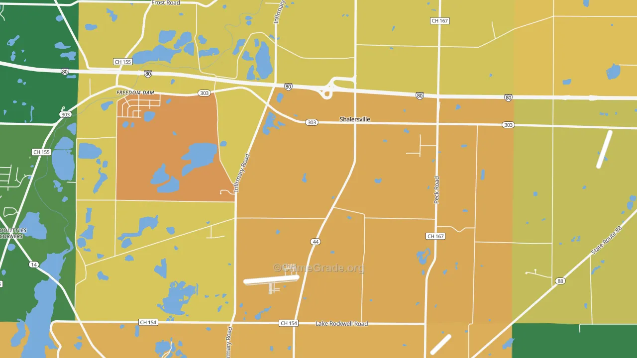 Shalersville, OH Map of Robbery Rates