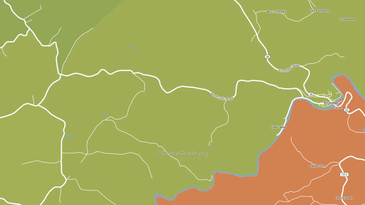 Shallmar, MD Map of Robbery Rates