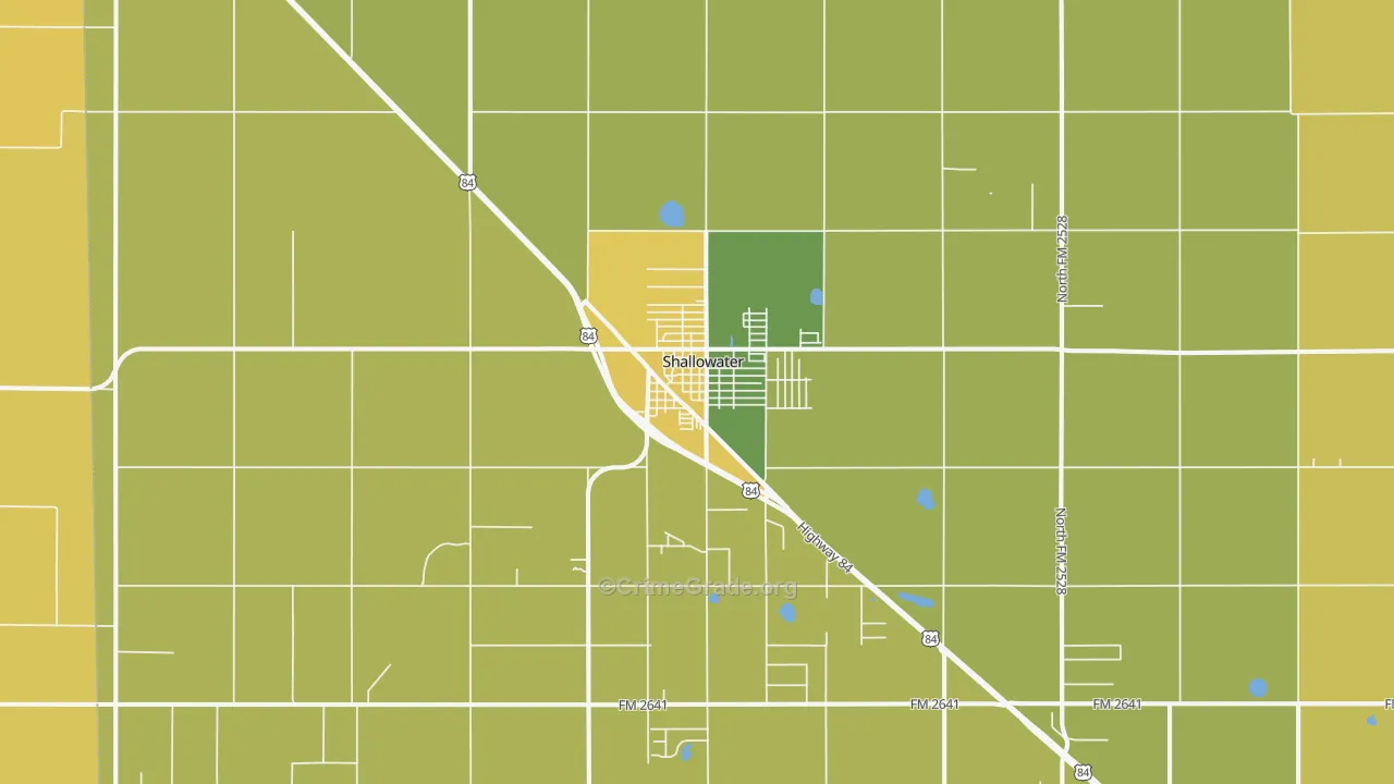 Shallowater, TX Map of Robbery Rates