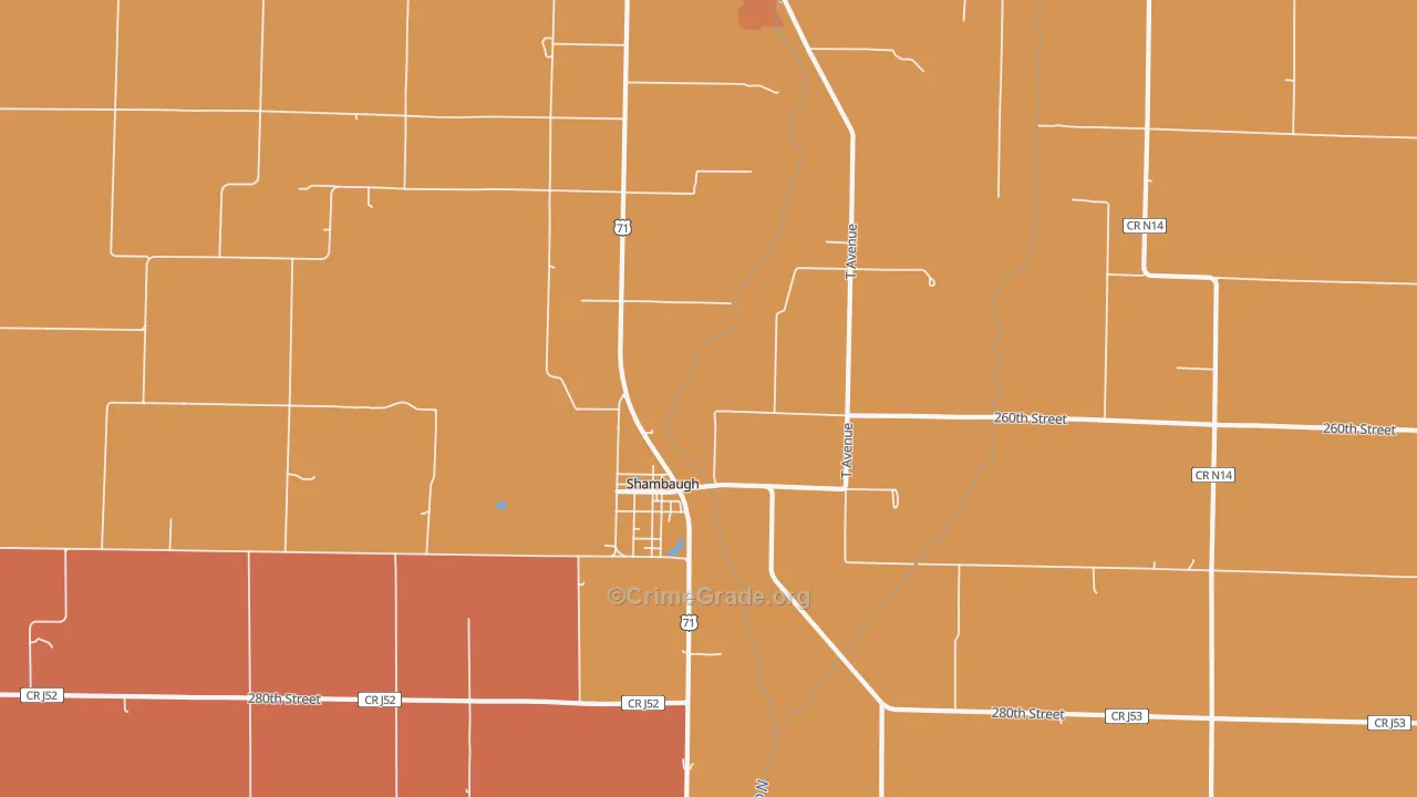 Shambaugh, IA Map of Robbery Rates