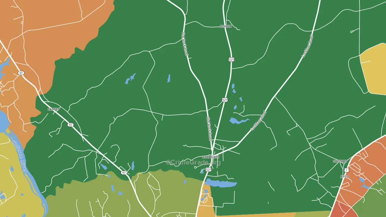 Shamokin, SC Map of Robbery Rates