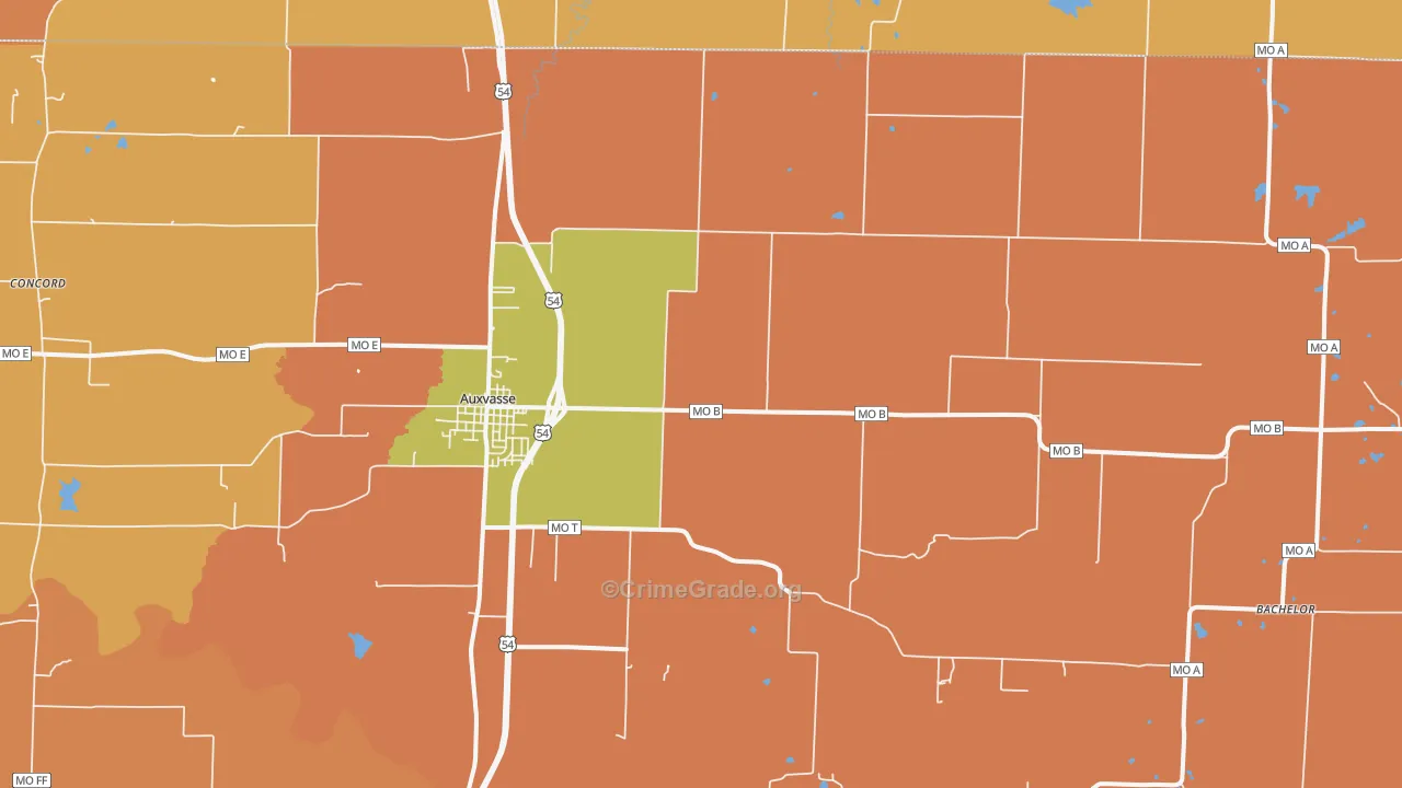 Shamrock, MO Map of Robbery Rates
