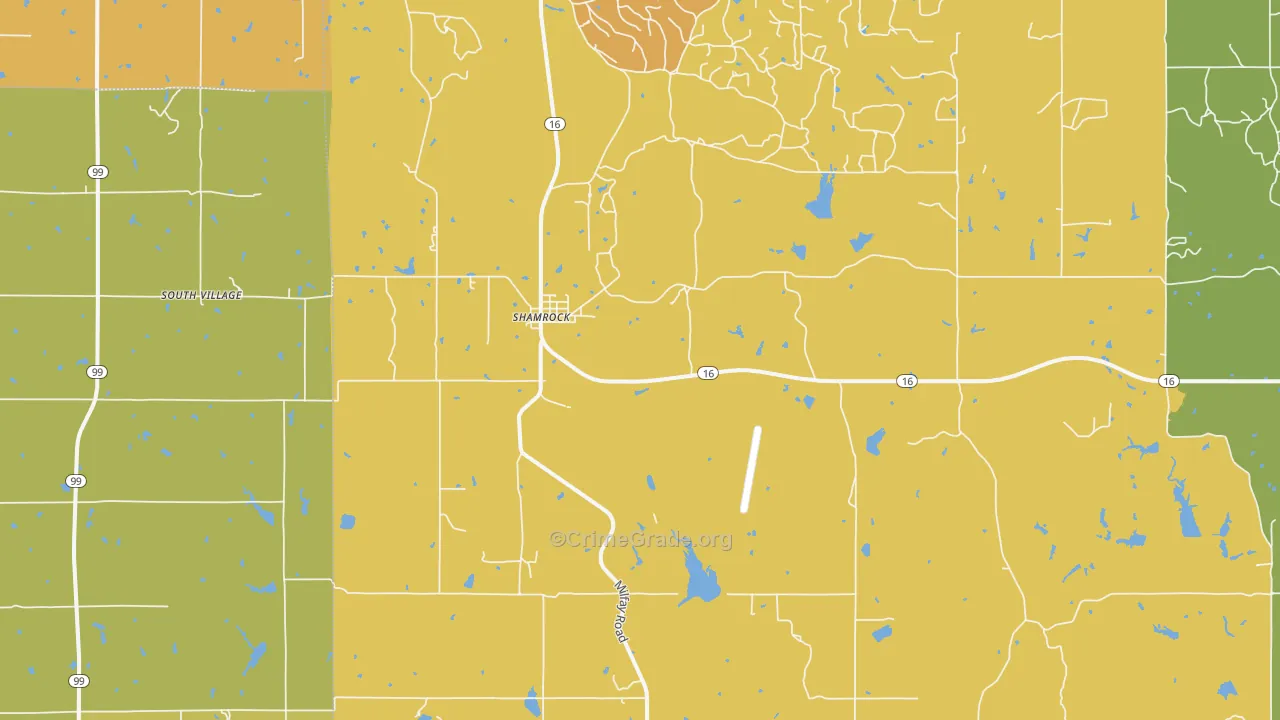 Shamrock, OK Map of Robbery Rates