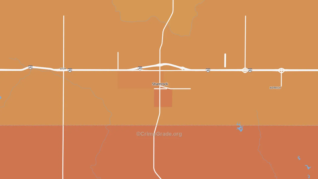 Shamrock, TX Map of Robbery Rates