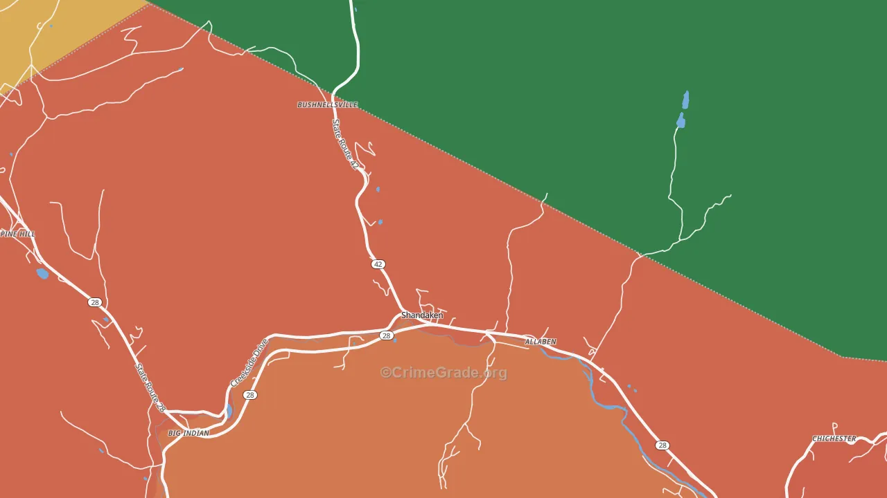 Shandaken, NY Map of Robbery Rates