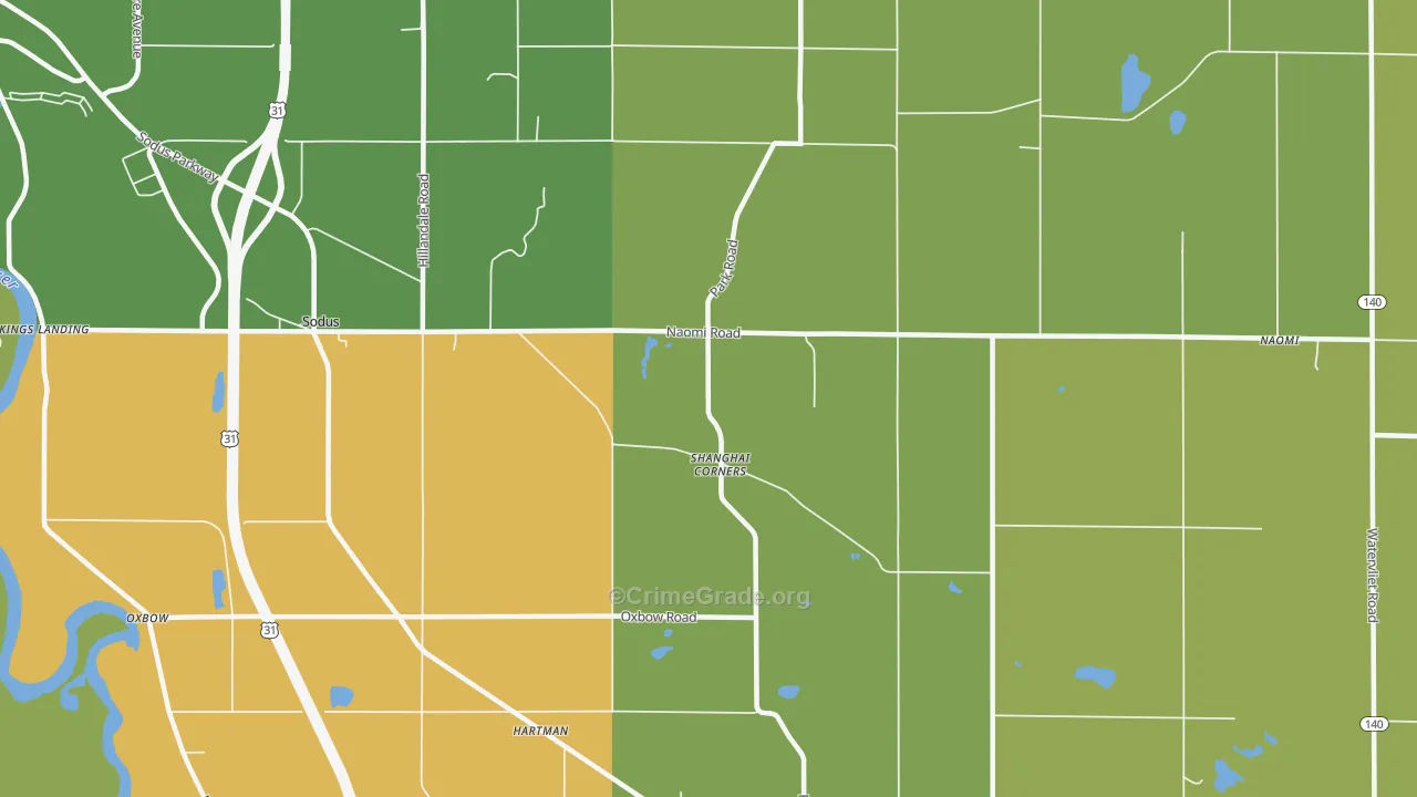 Shanghai Corners, MI Map of Robbery Rates