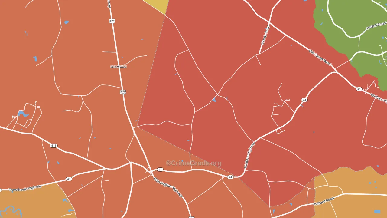 Shanghai, NC Map of Robbery Rates