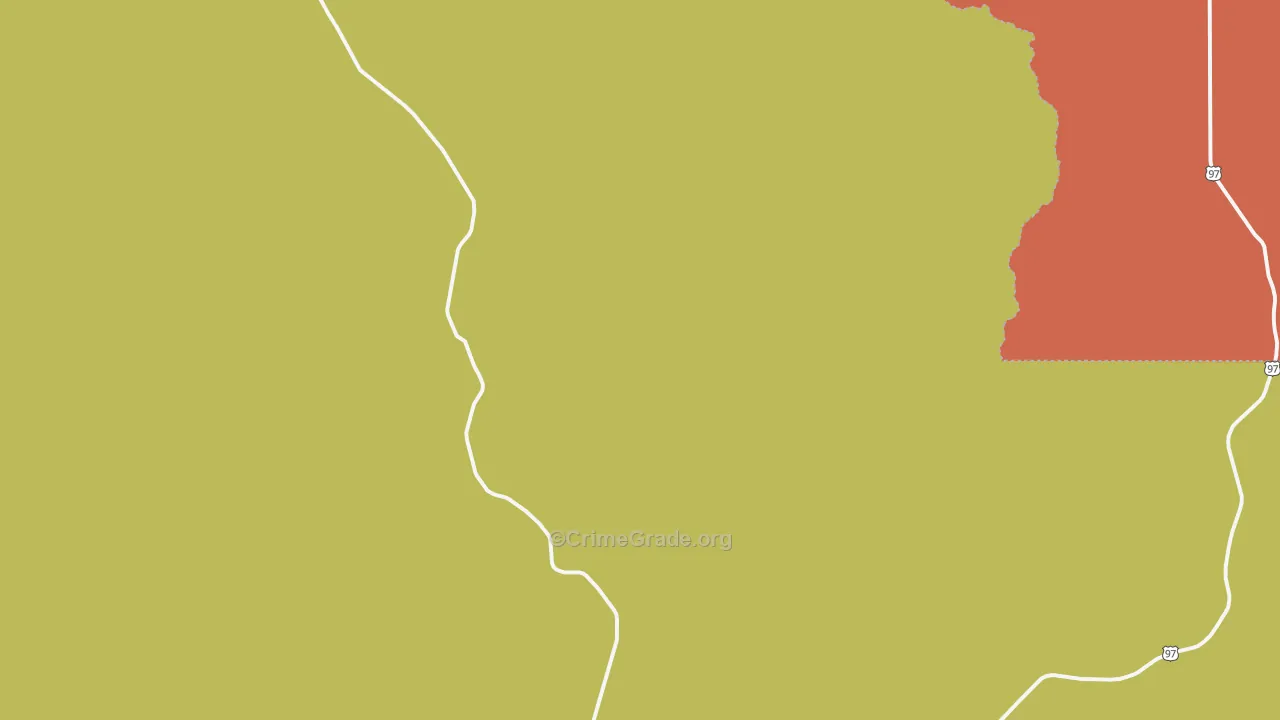 Shaniko, OR Map of Robbery Rates