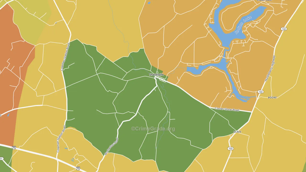 Shanksville, PA Map of Robbery Rates