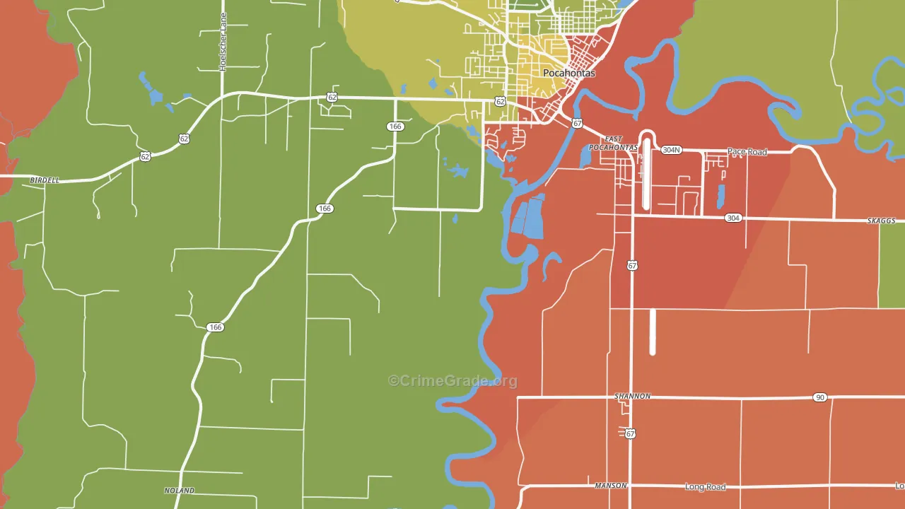 Shannon, AR Map of Robbery Rates