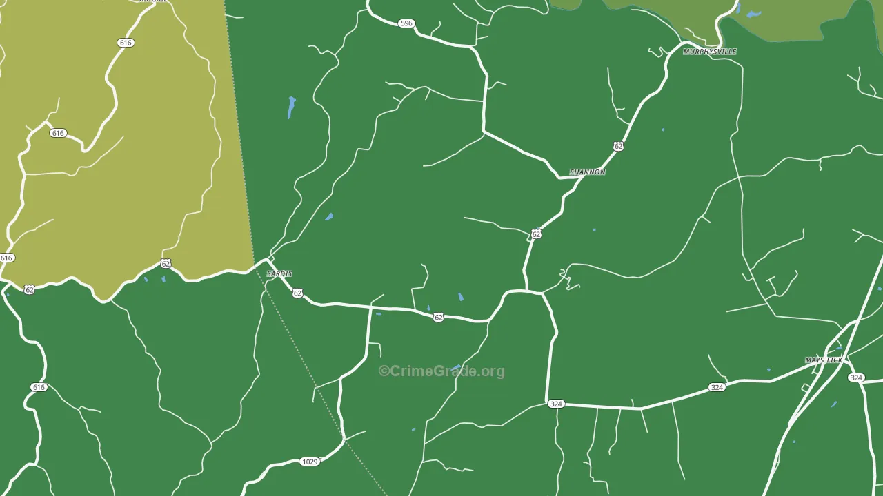 Shannon, KY Map of Robbery Rates