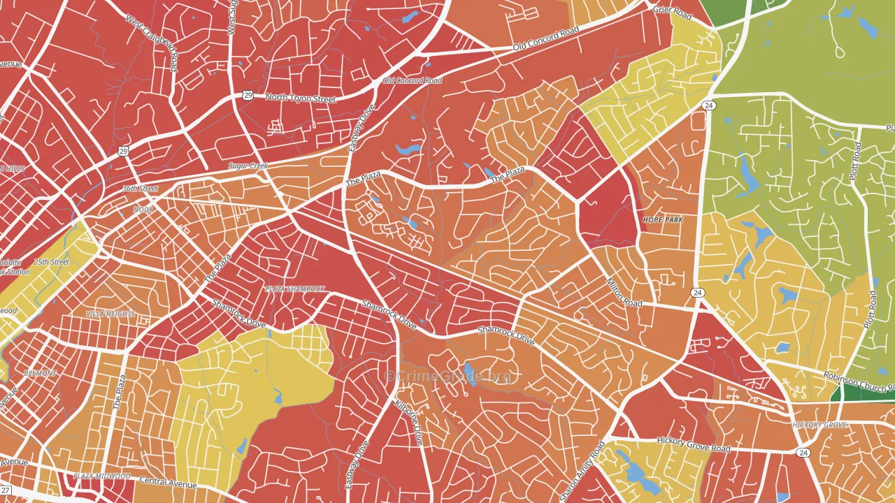 Shannon Park, Charlotte, NC Map of Robbery Rates
