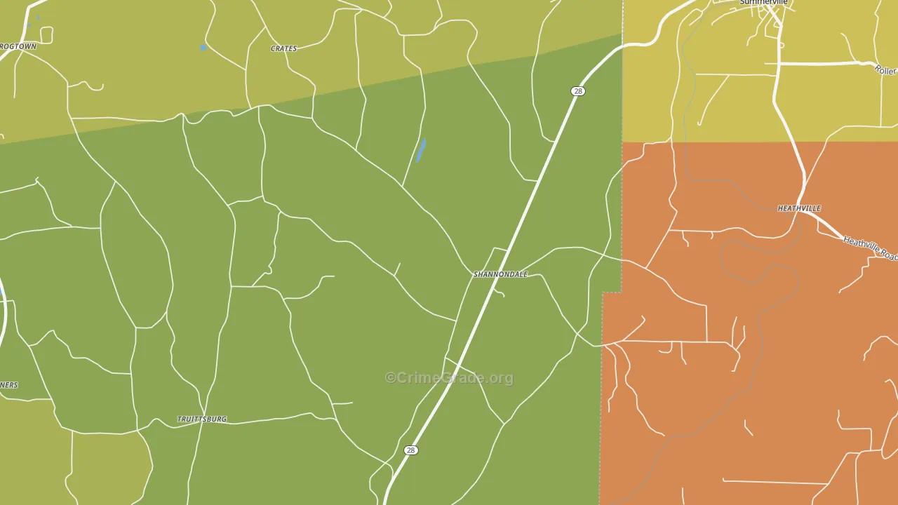 Shannondale, PA Map of Robbery Rates