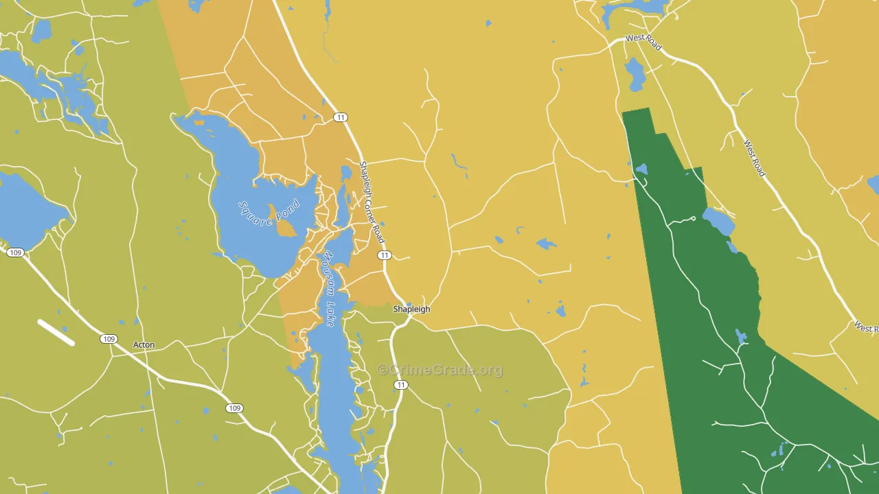 Shapleigh, ME Map of Robbery Rates