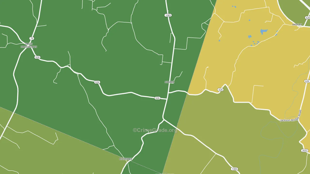 Sharer, KY Map of Robbery Rates