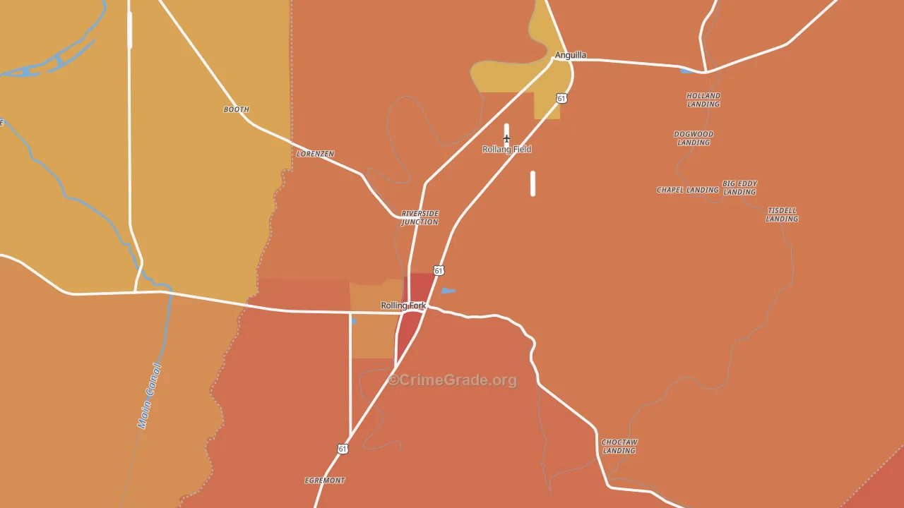 Sharkey County, MS Map of Robbery Rates