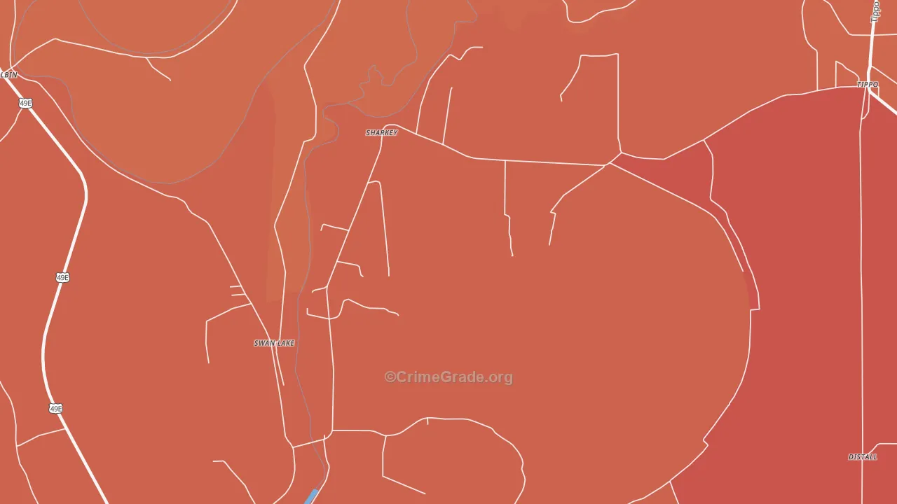 Sharkey, MS Map of Robbery Rates