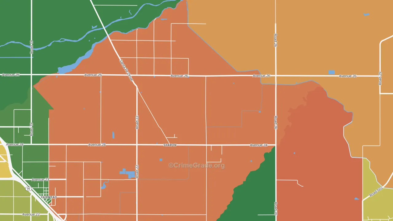 Sharon, CA Map of Robbery Rates