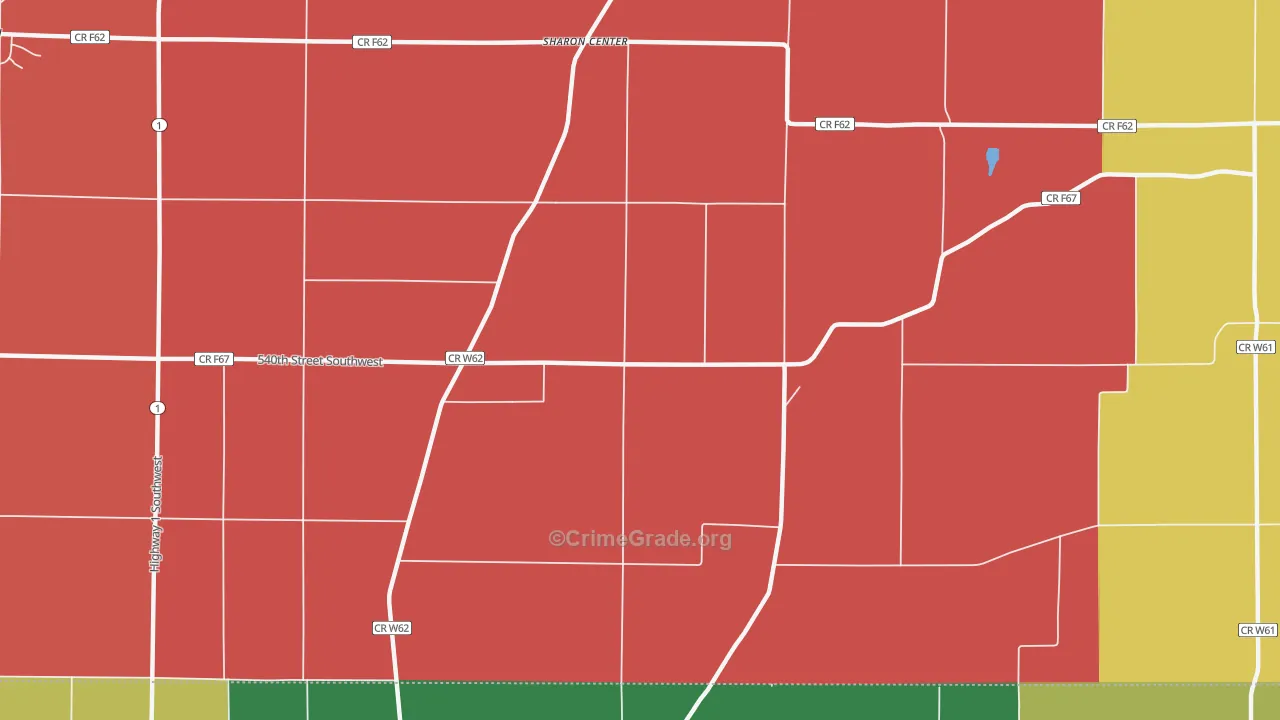 Sharon Center, IA Map of Robbery Rates