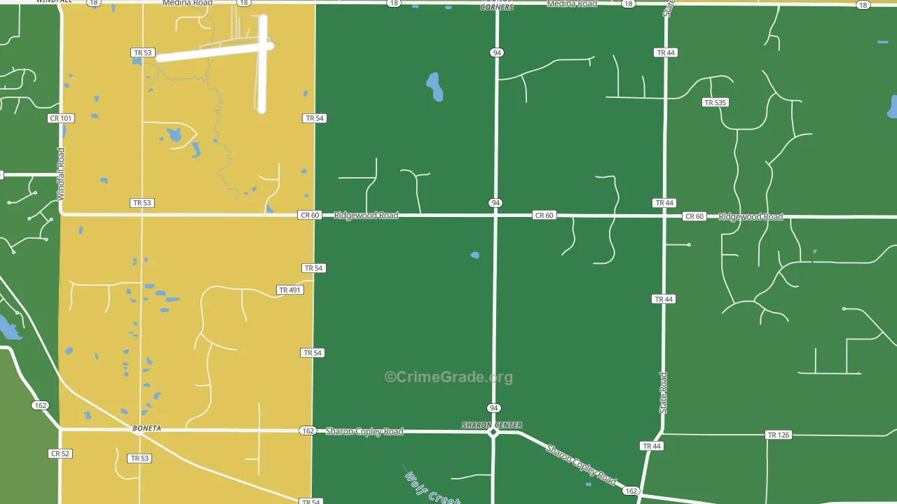 Sharon Center, OH Map of Robbery Rates