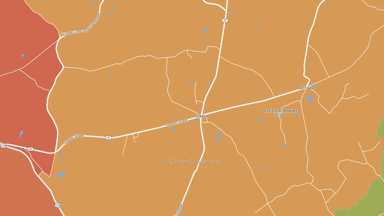 Sharon, GA Map of Robbery Rates