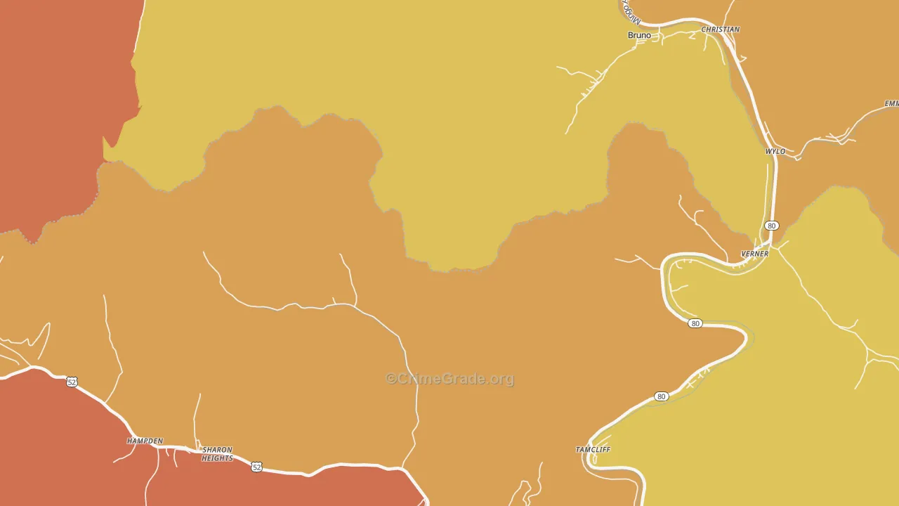 Sharon Heights, WV Map of Robbery Rates