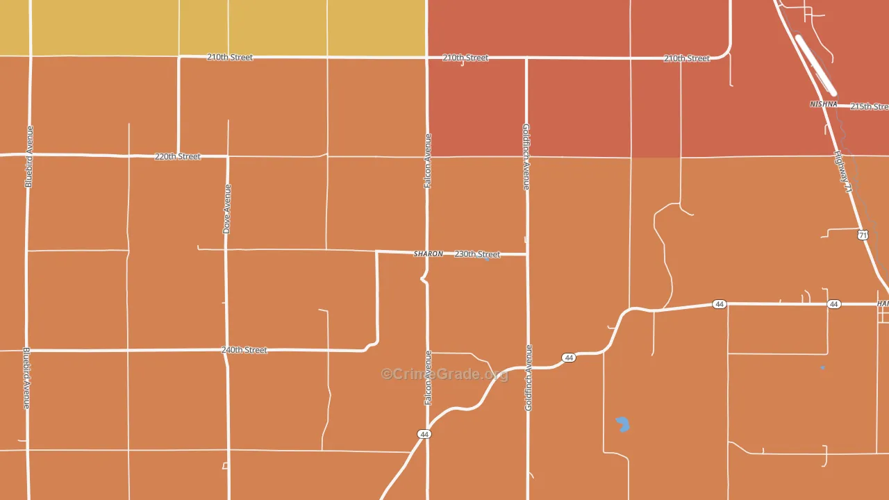 Sharon, IA Map of Robbery Rates