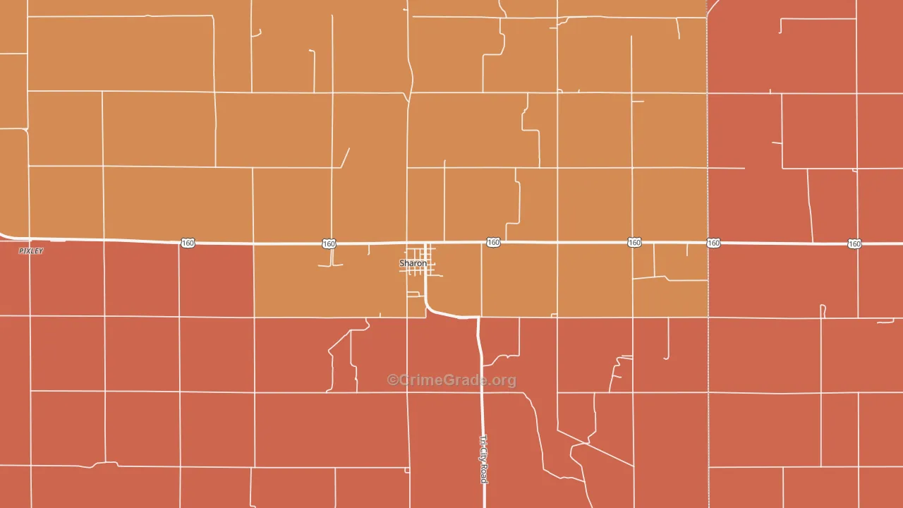 Sharon, KS Map of Robbery Rates
