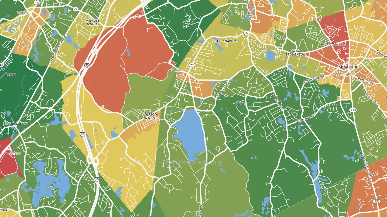 Sharon, MA Map of Robbery Rates