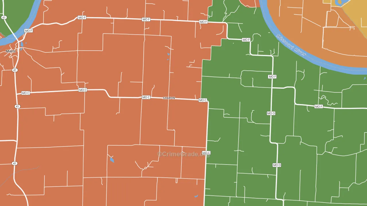 Sharon, MO Map of Robbery Rates