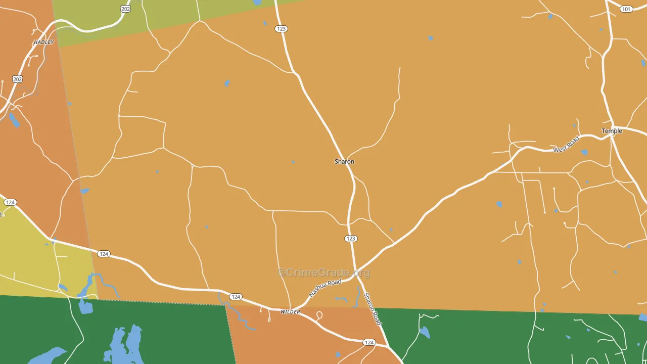Sharon, NH Map of Robbery Rates