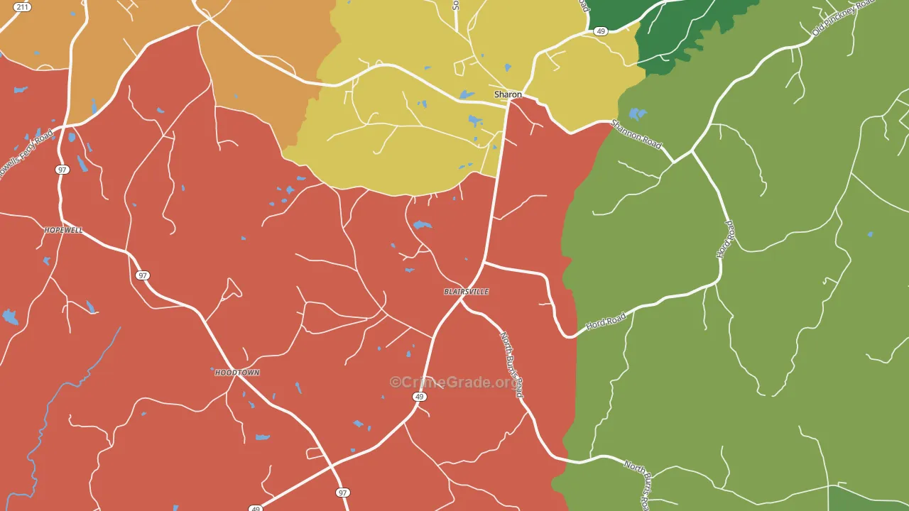 Sharon, SC Map of Robbery Rates