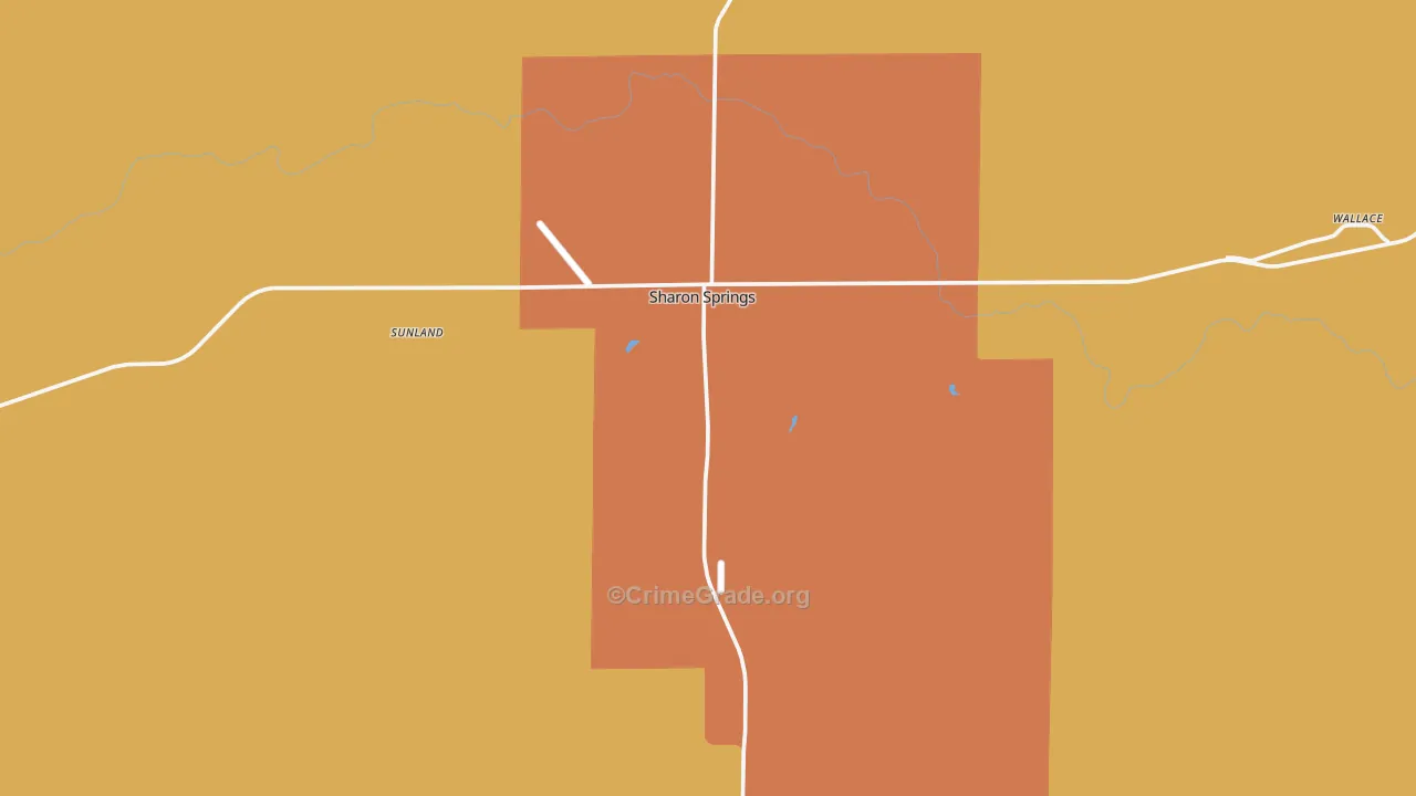 Sharon Springs, KS Map of Robbery Rates