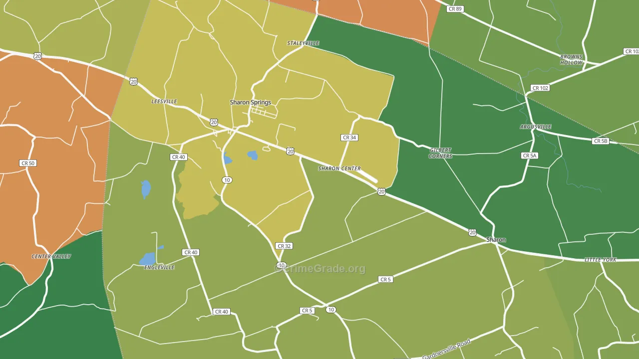 Sharon Springs, NY Map of Robbery Rates