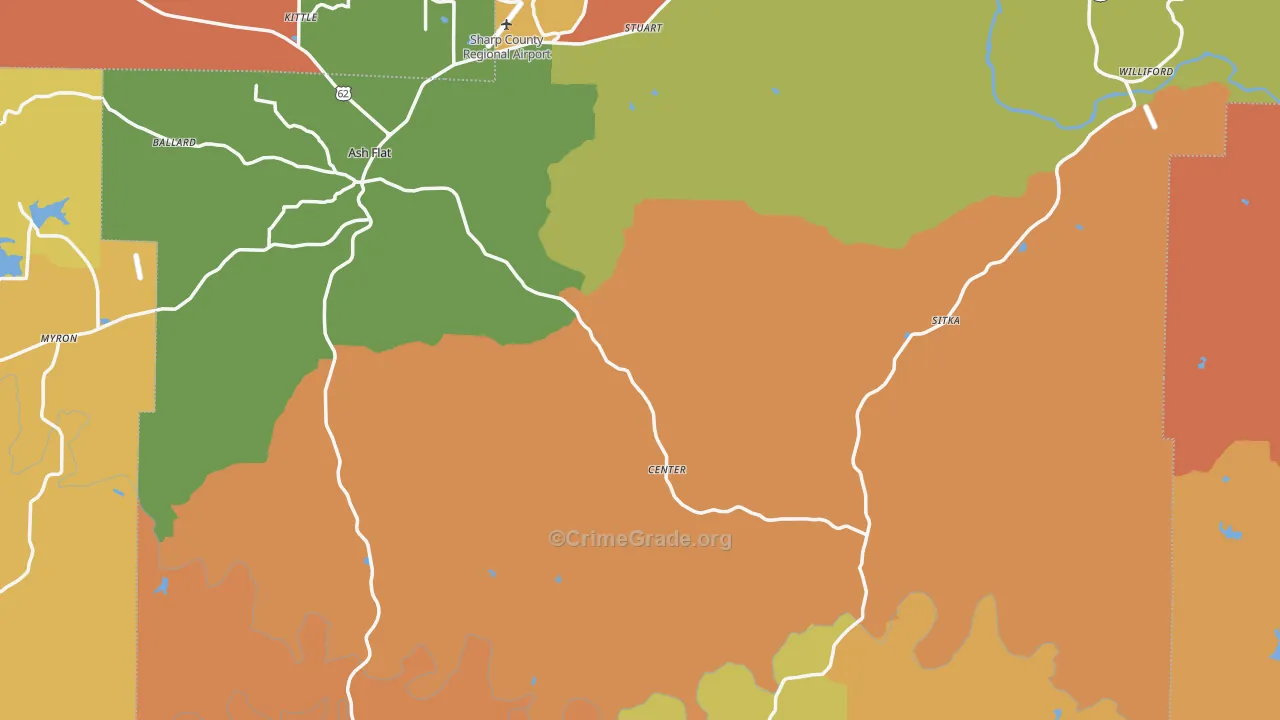 Sharp County, AR Map of Robbery Rates