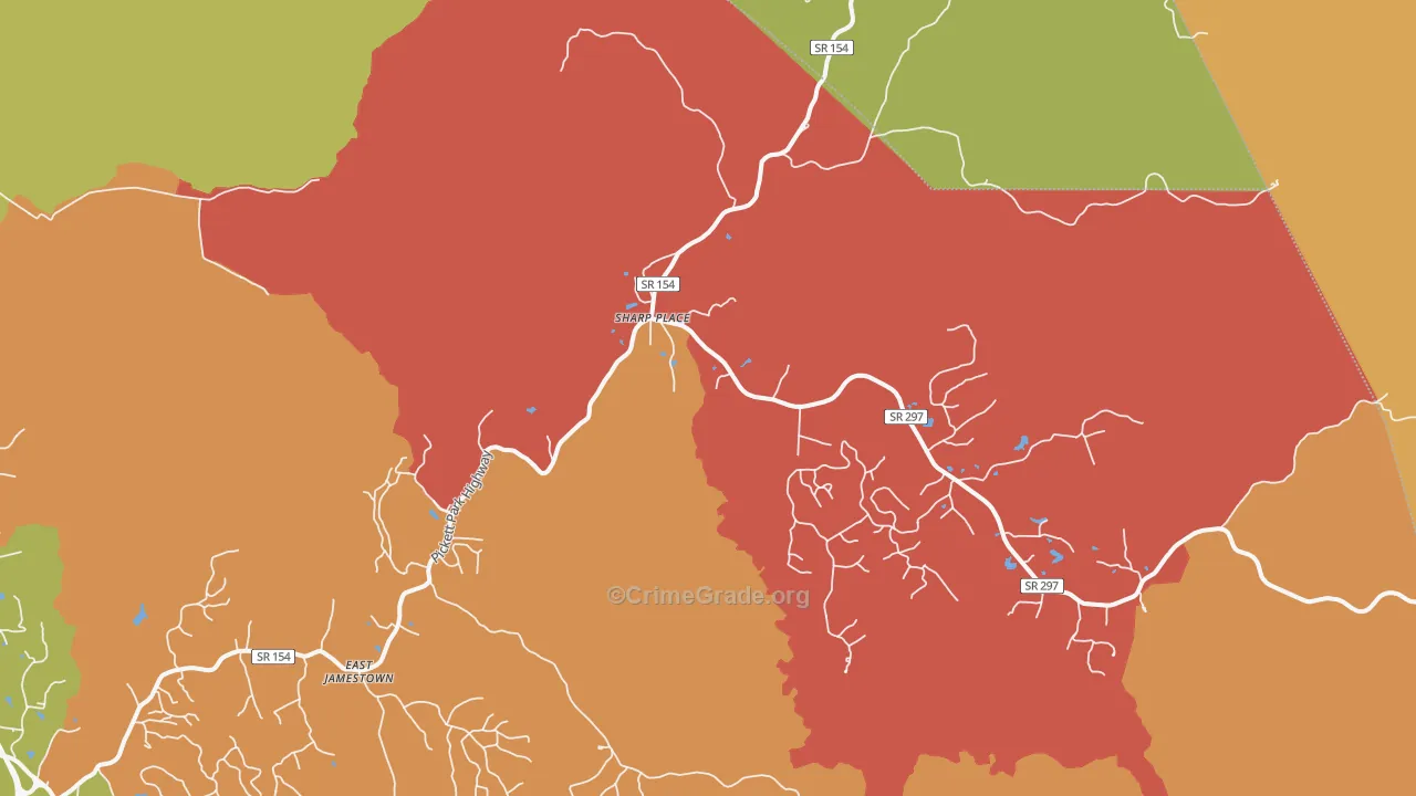 Sharp Place, TN Map of Robbery Rates