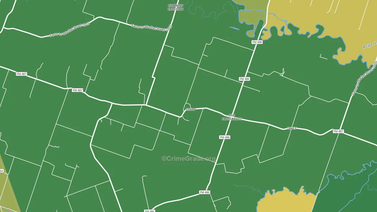 Sharp, TX Map of Robbery Rates