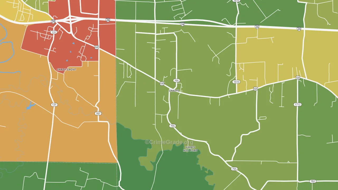 Sharpe, KY Map of Robbery Rates