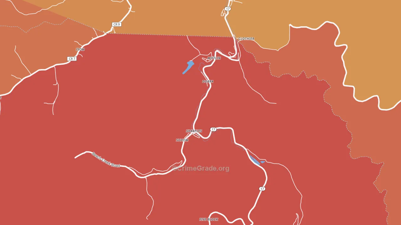 Sharples, WV Map of Robbery Rates