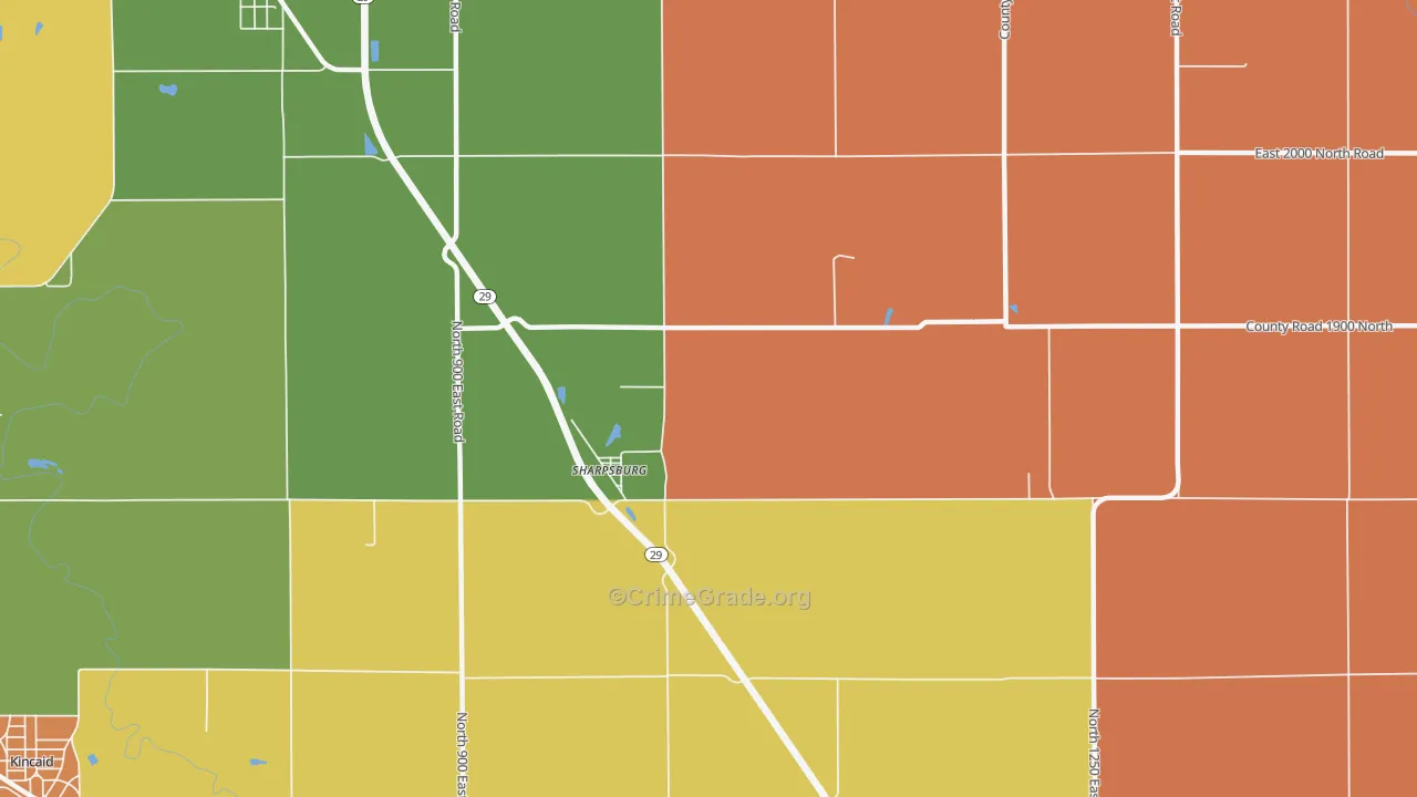 Sharpsburg, IL Map of Robbery Rates