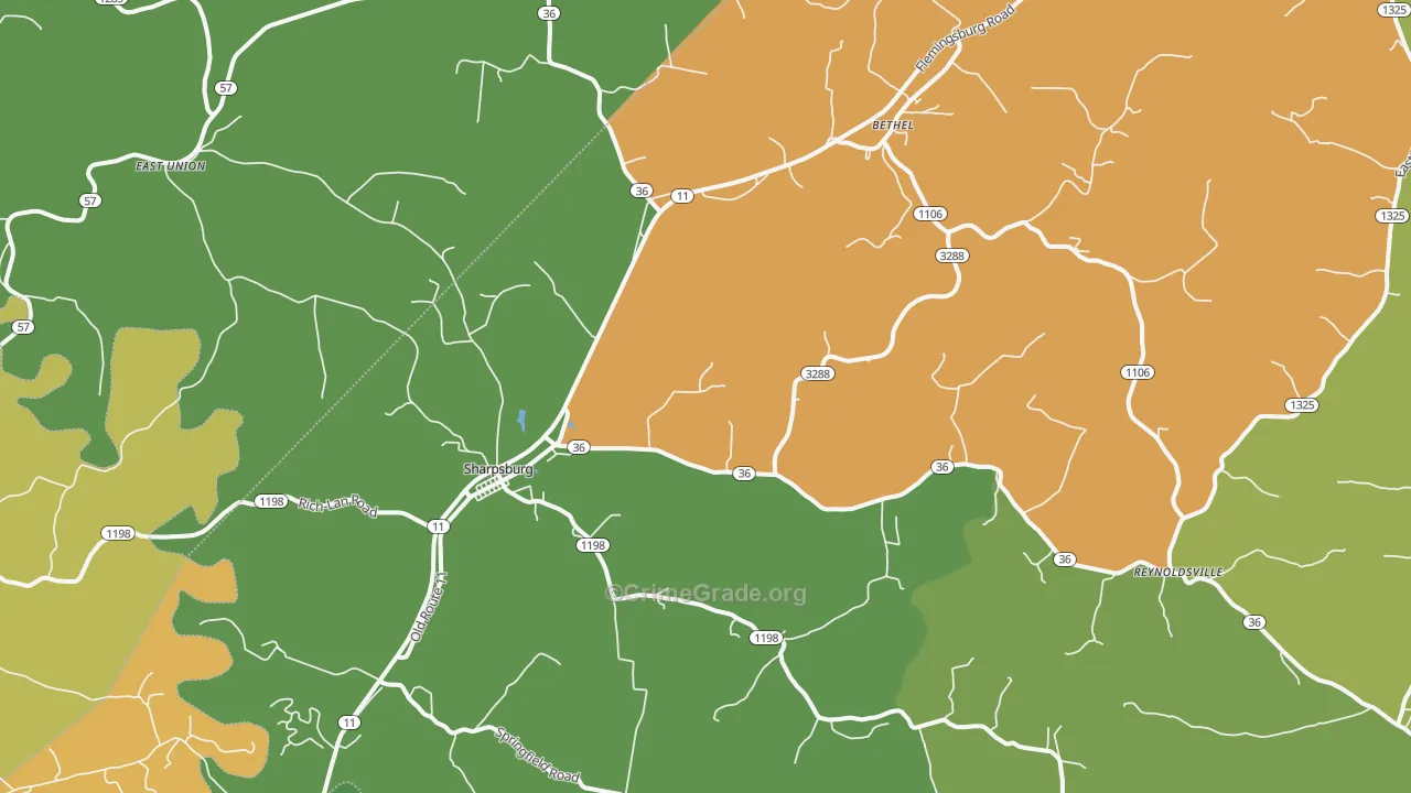 Sharpsburg, KY Map of Robbery Rates