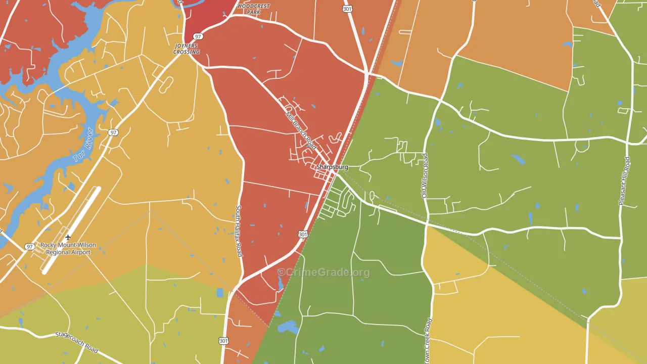 Sharpsburg, NC Map of Robbery Rates