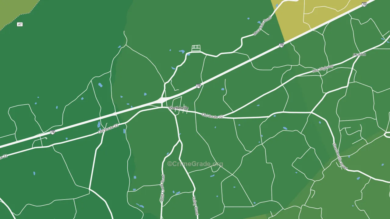 Shartlesville, PA Map of Robbery Rates