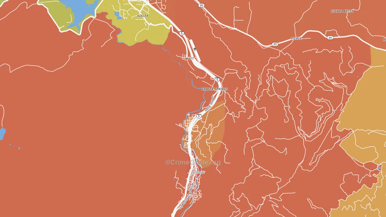 Shasta Retreat, CA Map of Robbery Rates
