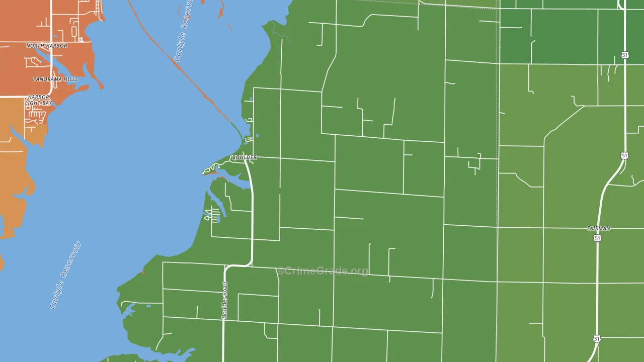 Shattuc, IL Map of Robbery Rates