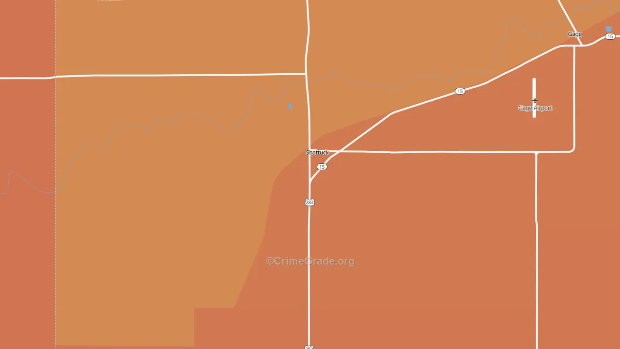 Shattuck, OK Map of Robbery Rates