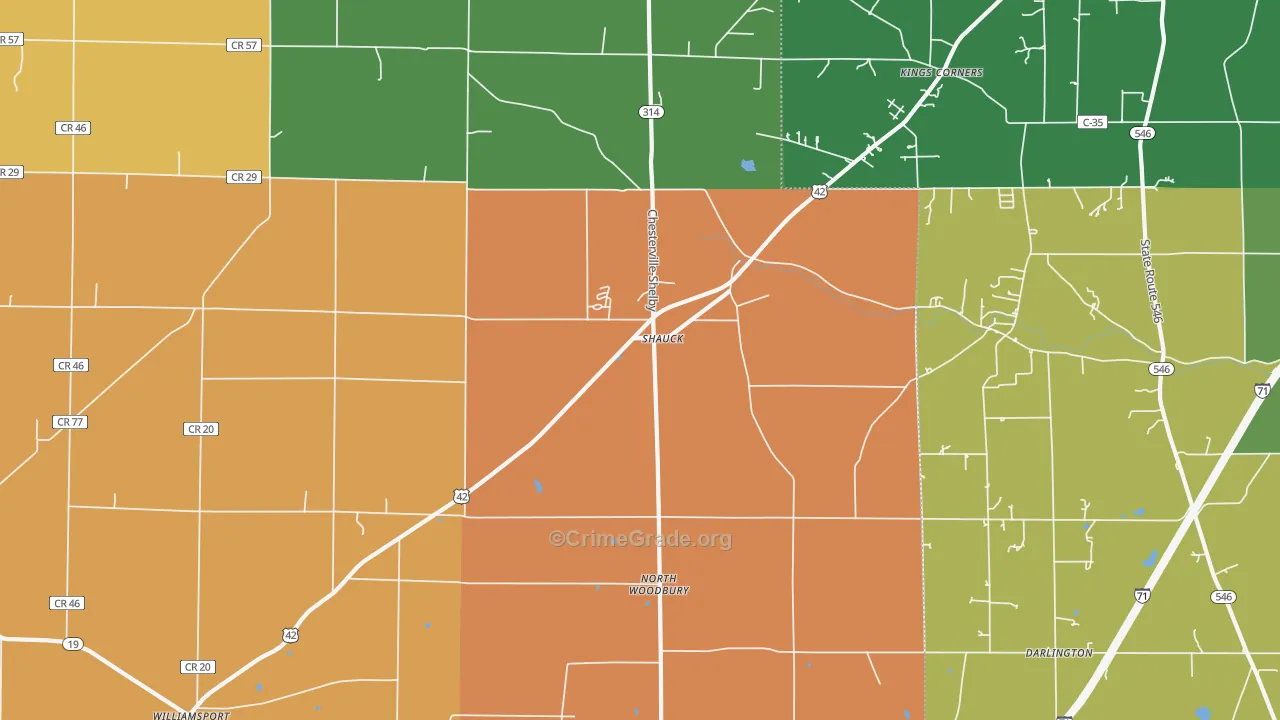 Shauck, OH Map of Robbery Rates