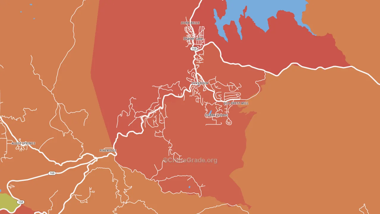 Shaver Lake Heights, CA Map of Robbery Rates