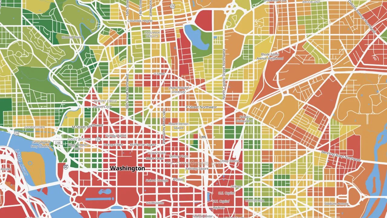 Shaw, Washington, DC Map of Robbery Rates