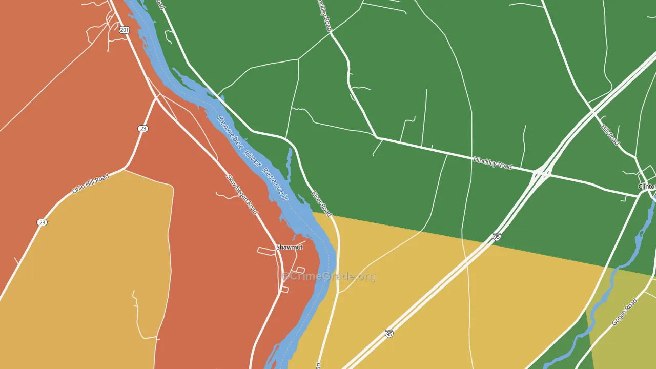 Shawmut, ME Map of Robbery Rates